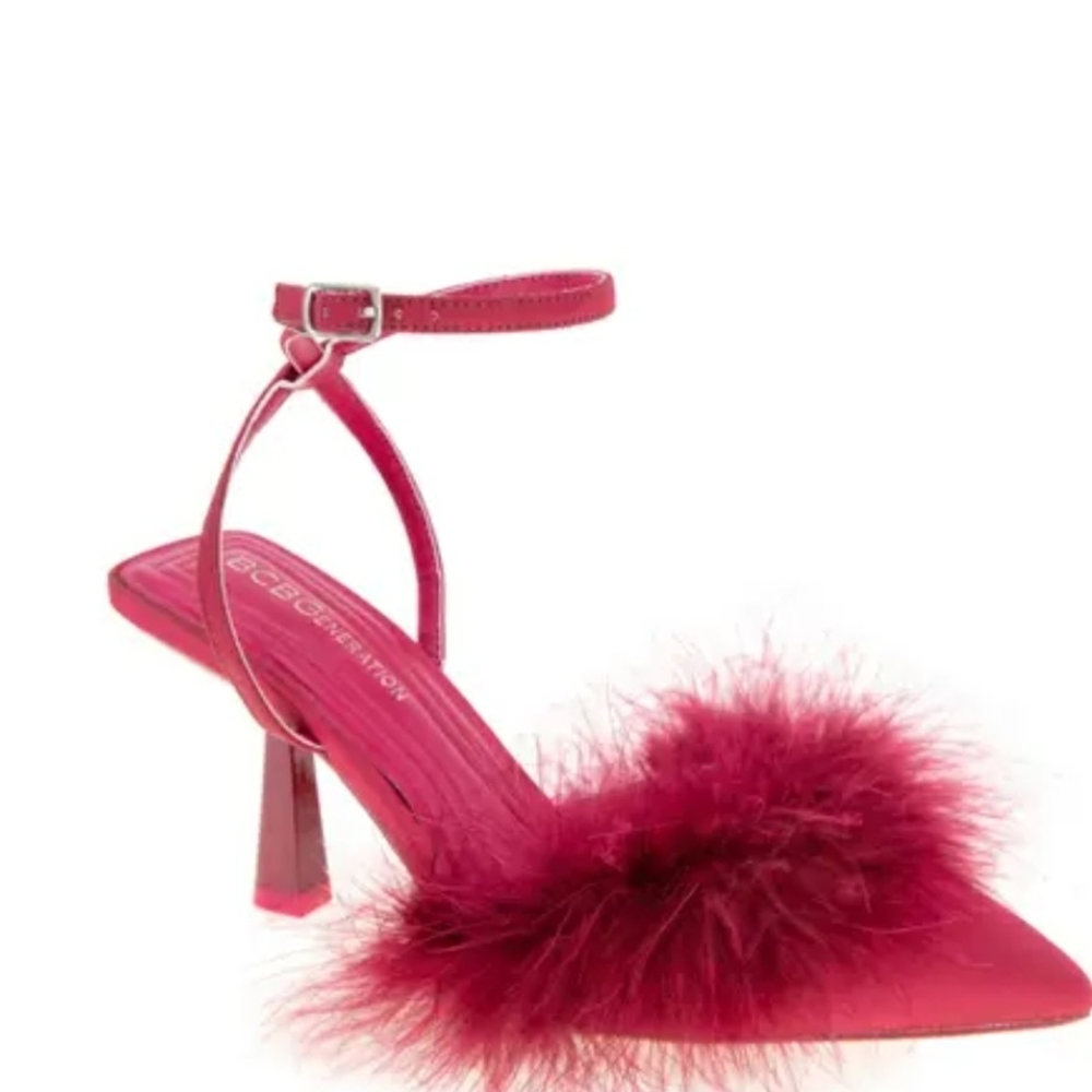Bcbgeneration Raspberry Feathered Heels Iliana Pu… - image 2